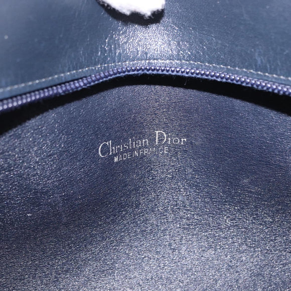 Christian Dior Trotter Canvas Shoulder Bag Navy Gold Tone Auth ep15368A
