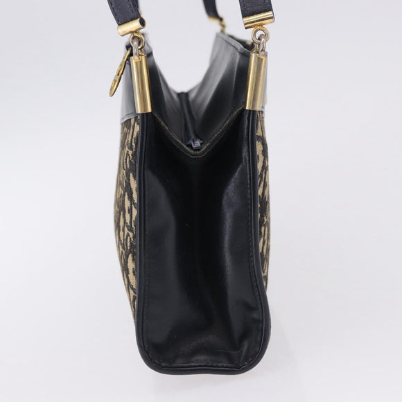 Christian Dior Trotter Canvas Shoulder Bag Navy Gold Tone Auth ep15368A
