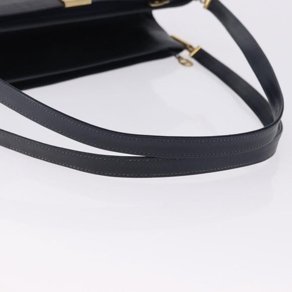 Christian Dior Trotter Canvas Shoulder Bag Navy Gold Tone Auth ep15368A