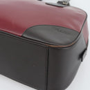 PRADA Hand Bag Leather Red Black Auth ep15370-9