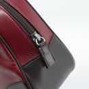 PRADA Hand Bag Leather Red Black Auth ep15370-10