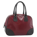 PRADA Hand Bag Leather Red Black Auth ep15370-1