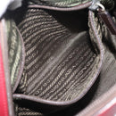 PRADA Hand Bag Leather Red Black Auth ep15370-22
