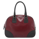 PRADA Hand Bag Leather Red Black Auth ep15370-13