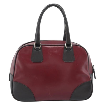 PRADA Hand Bag Leather Red Black Auth ep15370 - 0
