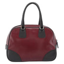 PRADA Hand Bag Leather Red Black Auth ep15370-2