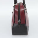 PRADA Hand Bag Leather Red Black Auth ep15370-3