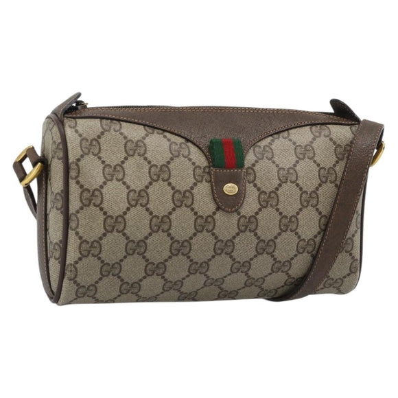 GUCCI GG Supreme Shoulder Bag PVC Leather Beige Gold Tone 89 02 018 Auth ep15372