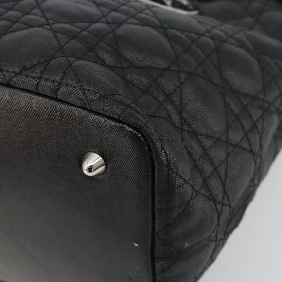 Christian Dior Canage Hand Bag Canvas Black Silver Auth ep15375