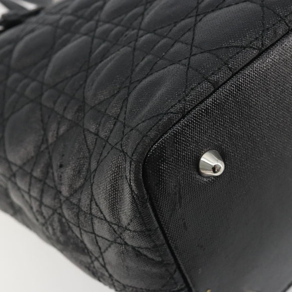 Christian Dior Canage Hand Bag Canvas Black Silver Auth ep15375