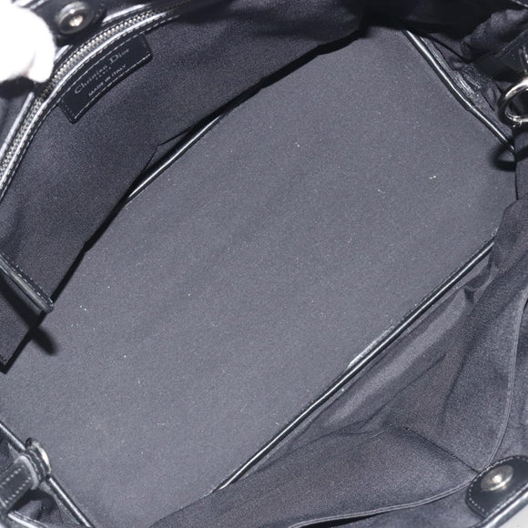 Christian Dior Canage Hand Bag Canvas Black Silver Auth ep15375