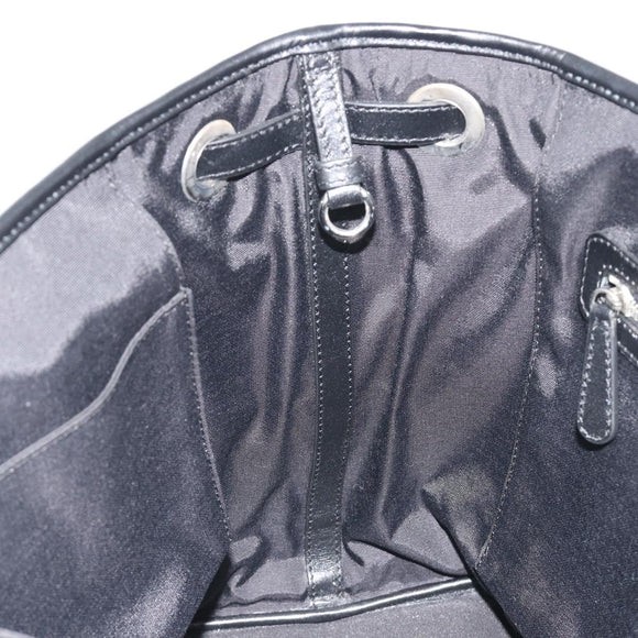 Christian Dior Canage Hand Bag Canvas Black Silver Auth ep15375