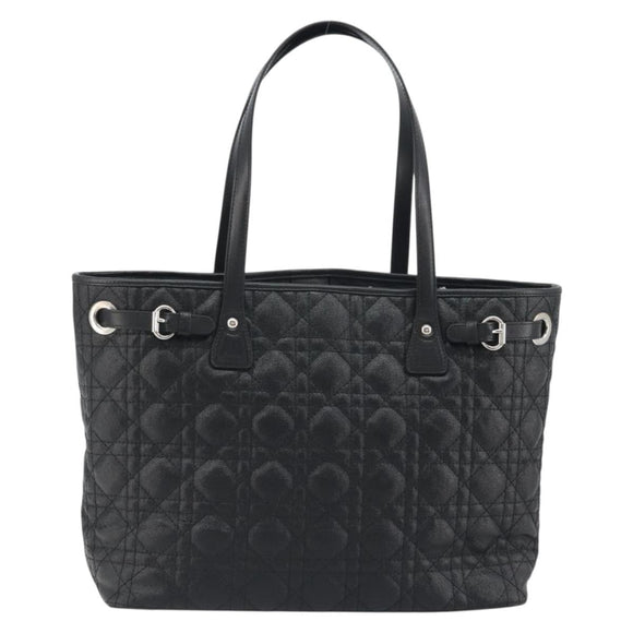 Christian Dior Canage Hand Bag Canvas Black Silver Auth ep15375