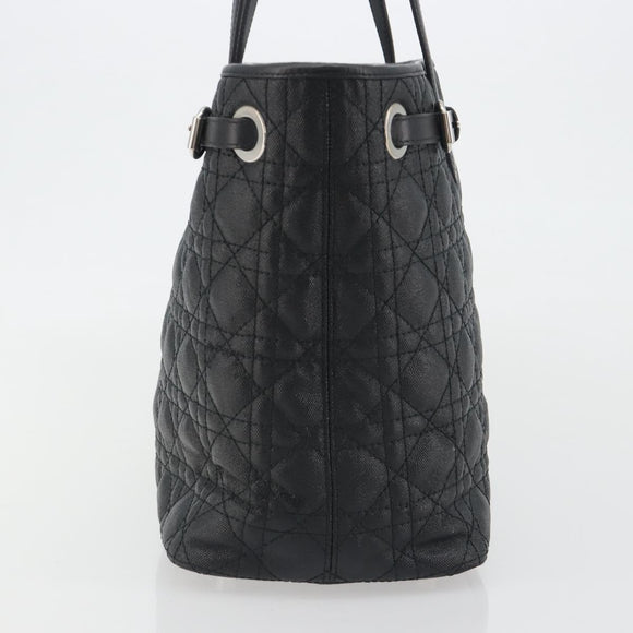 Christian Dior Canage Hand Bag Canvas Black Silver Auth ep15375