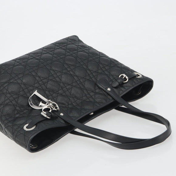 Christian Dior Canage Hand Bag Canvas Black Silver Auth ep15375