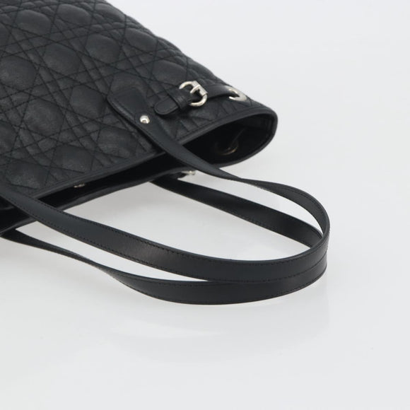Christian Dior Canage Hand Bag Canvas Black Silver Auth ep15375