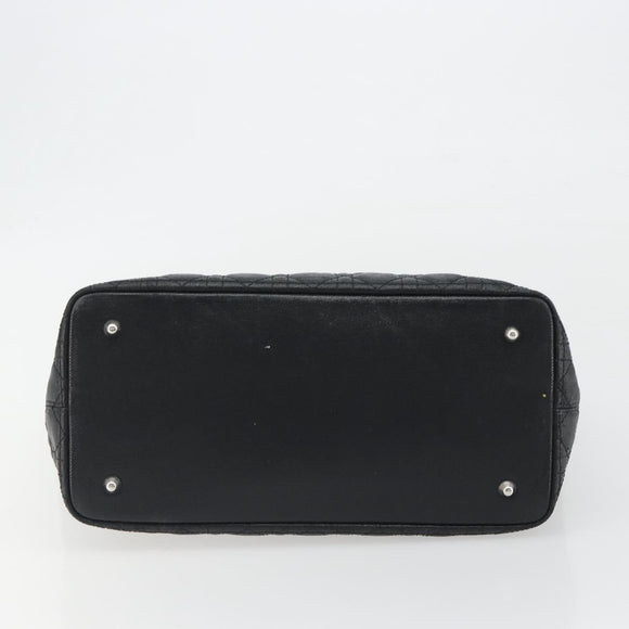 Christian Dior Canage Hand Bag Canvas Black Silver Auth ep15375