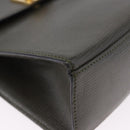 CELINE Hand Bag Leather 2way Khaki Gold Tone Auth ep15377-9