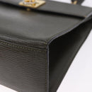 CELINE Hand Bag Leather 2way Khaki Gold Tone Auth ep15377-16