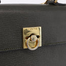 CELINE Hand Bag Leather 2way Khaki Gold Tone Auth ep15377-19