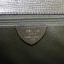 CELINE Hand Bag Leather 2way Khaki Gold Tone Auth ep15377-12