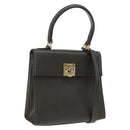 CELINE Hand Bag Leather 2way Khaki Gold Tone Auth ep15377-1