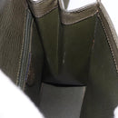 CELINE Hand Bag Leather 2way Khaki Gold Tone Auth ep15377-20