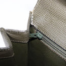 CELINE Hand Bag Leather 2way Khaki Gold Tone Auth ep15377-22
