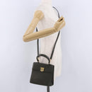 CELINE Hand Bag Leather 2way Khaki Gold Tone Auth ep15377-24