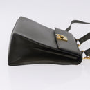 CELINE Hand Bag Leather 2way Khaki Gold Tone Auth ep15377-3