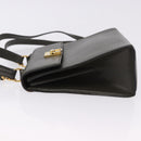 CELINE Hand Bag Leather 2way Khaki Gold Tone Auth ep15377-4