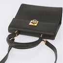 CELINE Hand Bag Leather 2way Khaki Gold Tone Auth ep15377-6