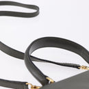 CELINE Hand Bag Leather 2way Khaki Gold Tone Auth ep15377-14