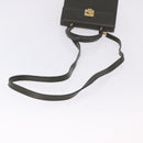 CELINE Hand Bag Leather 2way Khaki Gold Tone Auth ep15377-8