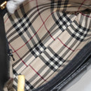 BURBERRY Hand Bag Leather Black Gold Tone Auth ep15378-11