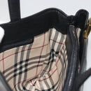BURBERRY Hand Bag Leather Black Gold Tone Auth ep15378-18