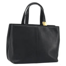 BURBERRY Hand Bag Leather Black Gold Tone Auth ep15378-1