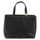 BURBERRY Hand Bag Leather Black Gold Tone Auth ep15378-13