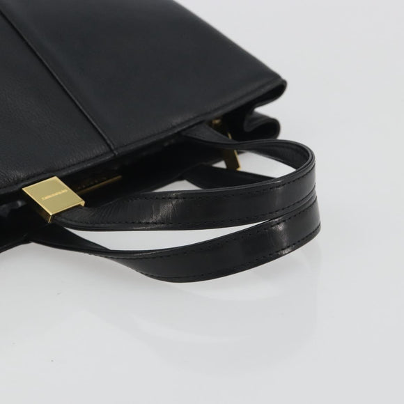 BURBERRY Hand Bag Leather Black Gold Tone Auth ep15378