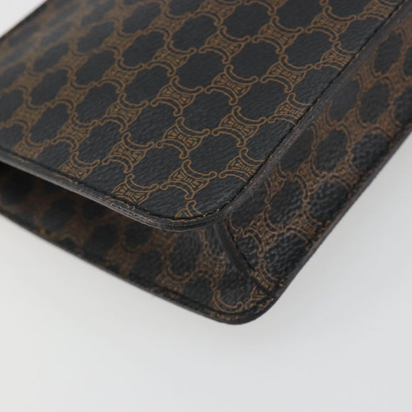 CELINE Macadam Accessory Pouch PVC Leather Black Gold Tone Auth ep15382A