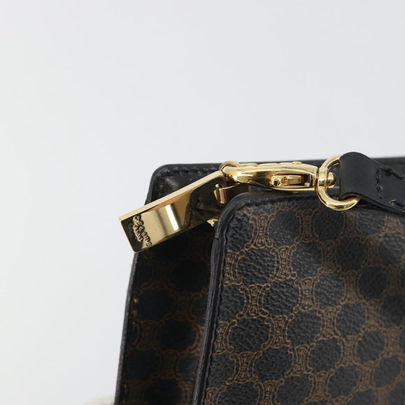 CELINE Macadam Accessory Pouch PVC Leather Black Gold Tone Auth ep15382A