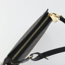 CELINE Macadam Accessory Pouch PVC Leather Black Gold Tone Auth ep15382A-6