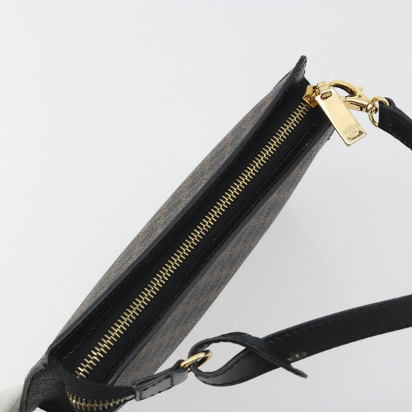 CELINE Macadam Accessory Pouch PVC Leather Black Gold Tone Auth ep15382A