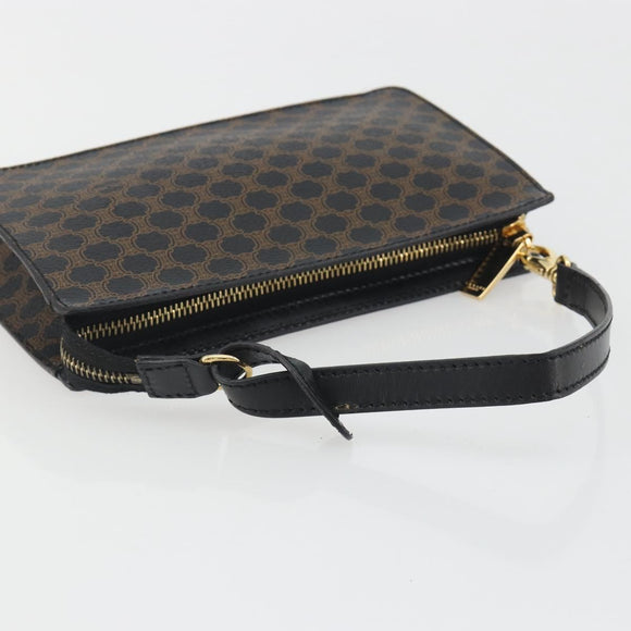 CELINE Macadam Accessory Pouch PVC Leather Black Gold Tone Auth ep15382A