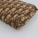 Christian Dior Trotter Canvas Pouch Brown Gold Tone Auth ep15385-14