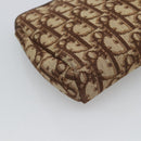 Christian Dior Trotter Canvas Pouch Brown Gold Tone Auth ep15385-15