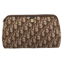 Christian Dior Trotter Canvas Pouch Brown Gold Tone Auth ep15385-13