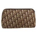 Christian Dior Trotter Canvas Pouch Brown Gold Tone Auth ep15385-2