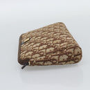 Christian Dior Trotter Canvas Pouch Brown Gold Tone Auth ep15385-3