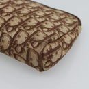 Christian Dior Trotter Canvas Pouch Brown Gold Tone Auth ep15385-7